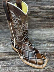 hpk1082 Kids Moka Sabotage Patch Square Toe Western Boot by Horse Power