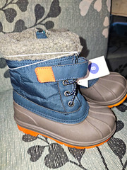 Cat & Jack Thermolite Insulated Water Resistant Snow Boots Navy/Gray/Orange 8