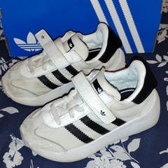 adidas Country XLG CF EL I Hook & Loop Comfort Sneaker White Black 7K Kids