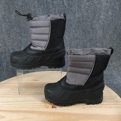 Itasca Snow Drift Boots Youth 2 Winter Quilted Round Toe Comfort Black Gray