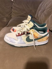 Nike Dunk Low GS Multicolor Camo Canvas Lace-Up Sneakers Youth 7Y, No Box