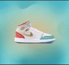 FB2210-100 Nike Air Jordan 1 Mid NC To Chicago Kid’s Size 2Y Sneakers