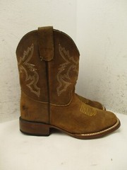 Tannermark Boots Kids Brown Roughout Leather Square Toe Cowboy Boots Size 20 MEX