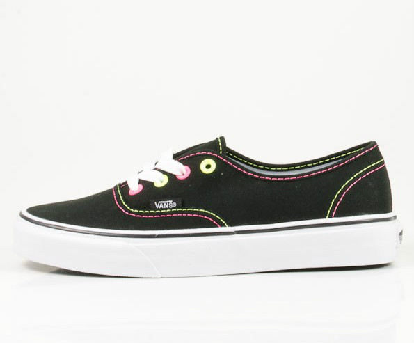 VANS AUTHENTIC NEON BLACK PINK YELLOW kids sz 10.5 NEW NIB 15.5 cm GIRLS BOYS
