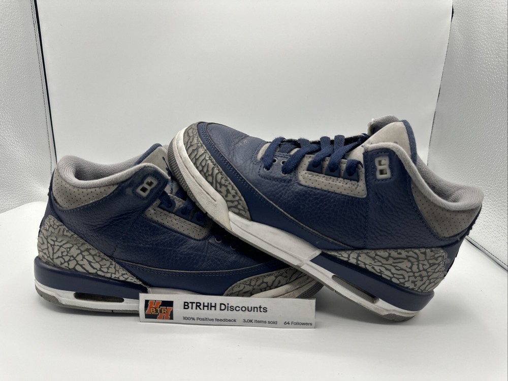 Nike Air Jordan 3 Retro GS Georgetown Navy Cement 398614-401 Size 6.5Y