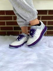 Nike Air Force 1 Low Custom Big Kids Size 4Y Dark Purple Gray White Sneaker Shoe