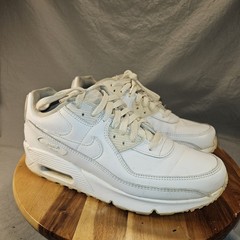 NIKE AIR MAX 90 LEATHER SIZE 7Y (GS) CD6864-100 TRIPLE WHITE SNEAKER BIG KIDS