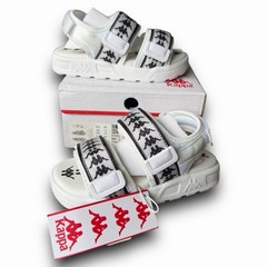 Kappa – 222 Banda Aster 7 Slides Kids – Unisex Youth Size 12 – White Black