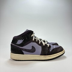 Air Jordan 1 Mid SE Purple Black Casual Sneakers Shoes 555112-508 Youth Size 6Y