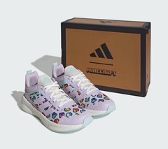 adidas x Minecraft Collab Kids Low Top Sneakers Youth 6 Purple/White 6Y NIB