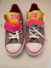 Converse Chuck Taylor All Star Sneakers Junior 5 Gray Pink Double Tongue 640578F