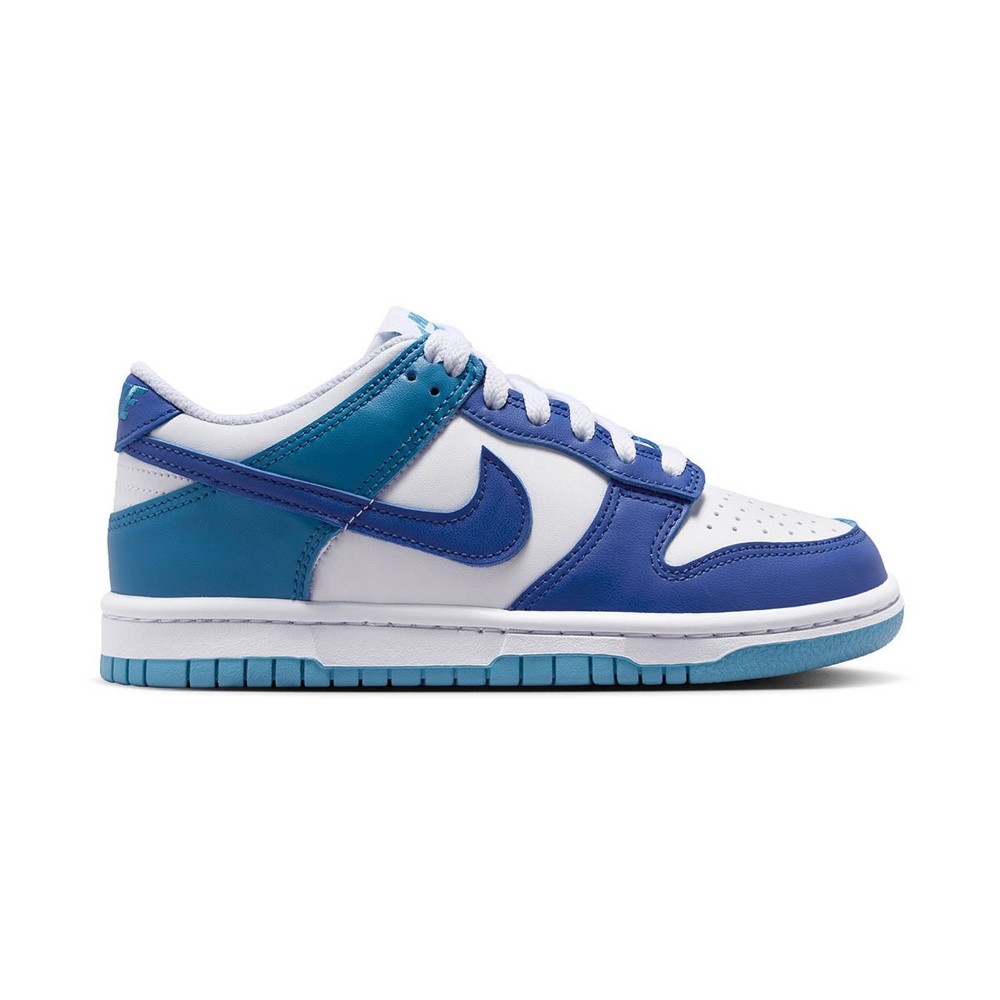 GRADE SCHOOL NIKE DUNK LOW_WHITE/GAME ROYAL-DUTCH BLUE FB9109-130-SIZE 7