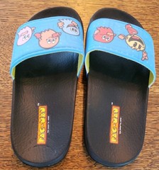 Pac Man Sandals Junior 11-12 Slide Multicolor Ghost Print Comfort Open Toe Flats