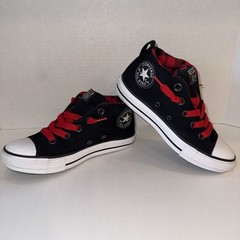 Converse Chuck Taylor All Star Black Red Plaid Unisex Kids Sneakers 1 640462F