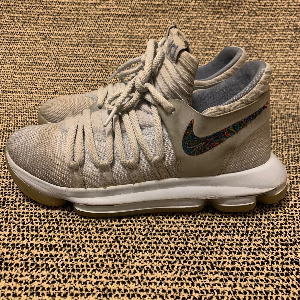 Nike Zoom KD 10 Kevin Durant Wolf Grey/Multi Color Kids Shoes Size 6Y AH0895-900