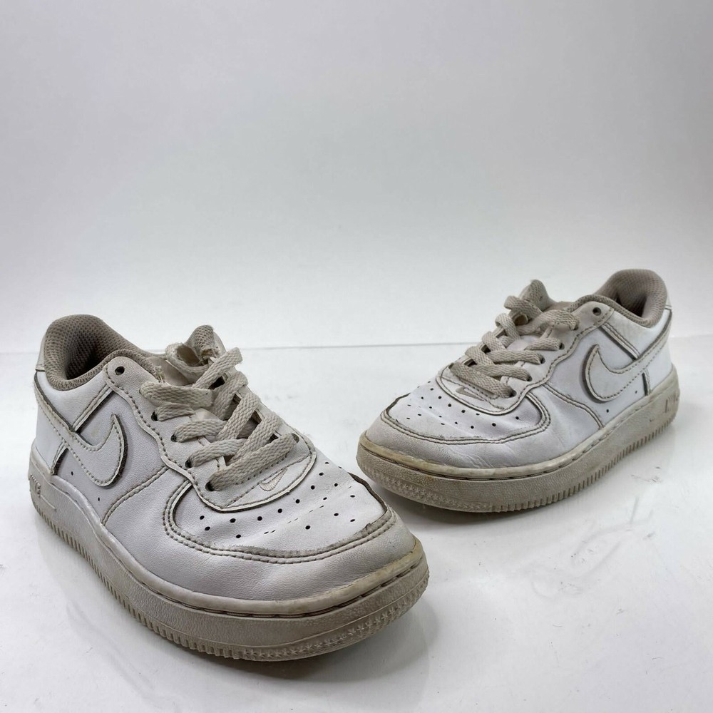 Nike Air Force 1 (PS) Preschool Kids 12C White Leather Sneaker Shoes 314193 117