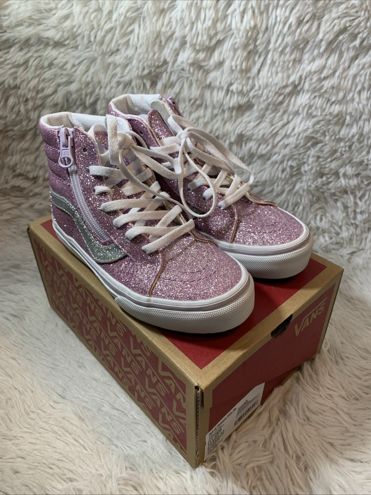 VANS Sk8-Hi Reissue Side Zip Glitter Lilac Mist Size 11.5 UY Youth