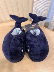 Vineyard Vines Plush Whale Slippers Navy Blue kids Large children’s boys NWT