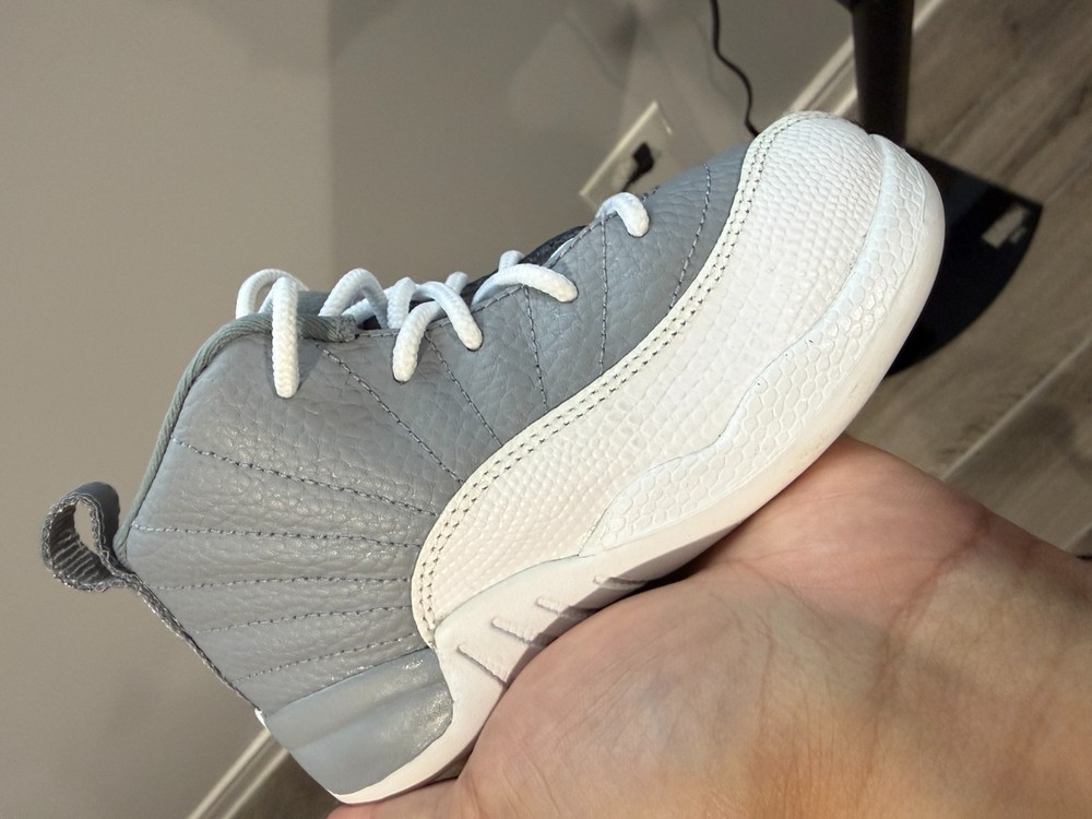 DS Air Jordan 12 Retro Stealth Grey/White Toddler Sneaker Sz 11C 1151186-015