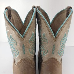 Ariat Boots Brown Leather Western 10038443 Wiggle Room Youth 3.5 Turquoise Stitc