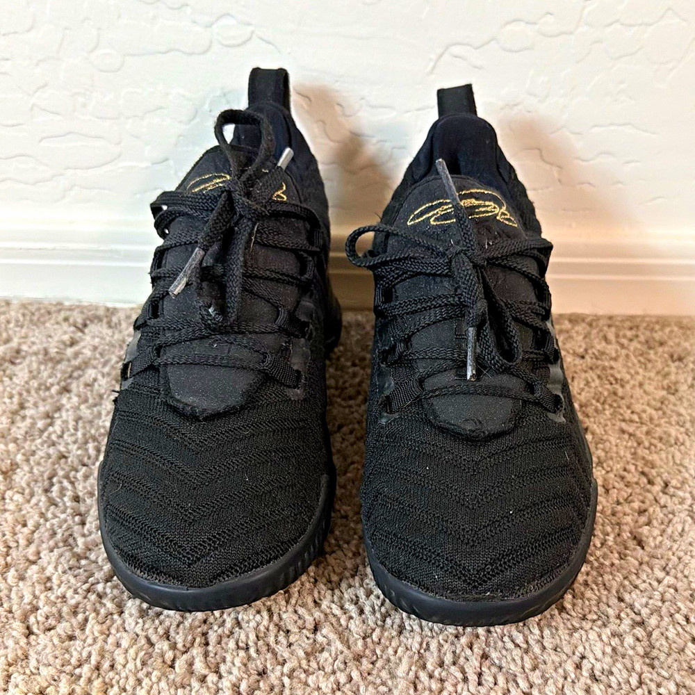 Nike LeBron 16 GS Black/Gold Mid Top Basketball Sneakers Youth 1.5Y AQ2467-007