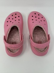 Crocs Classic Faux Fur Lined Clogs Slip On Youth Bright Pink Size J1