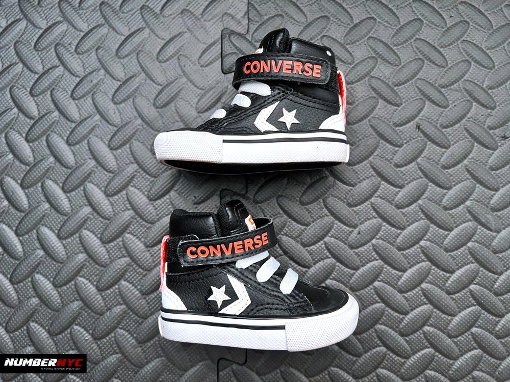 CONVERSE INFANT PRO BLAZE STRAP HI BLACK/ WHITE /BRIGHT POPPY ORANGE SIZE 2