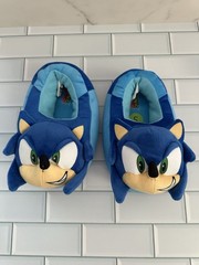 Sonic the Hedgehog Unisex Kids Slip-On Blue Cartoon Slippers Size Small 11-12