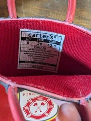 Carter’s Size 5 Red Rubber Rain Boots Fire Fighter Logo Fireman Mud Play Costume