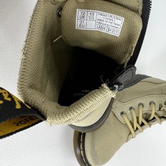 Dr. Martens Youth Combat Boots Size 13 Lace Up Side Zip Beige Canvas