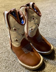 DBL Barrel Toddler Size 4.5 Cowboy Boots Zipper Western Star Stitching