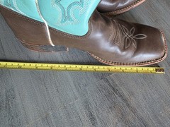 Justin Brown Turquoise Leather Square Toe Cowboy Western Boots Youth Size 4.5 D