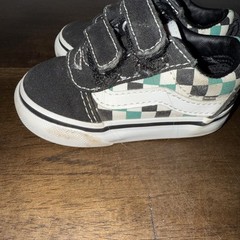 VANS „Off the Wall“ Old Skool Checkered Shoes Toddler Size 4 Black White Green