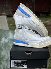 Nike Air Jordan 3 Retro Lucky Shorts Size 2Y White Blue Basketball Shoes