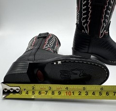 New Durango Kids Natural Lizard Print Western Boots Sz 6D USA Silver Toe Black