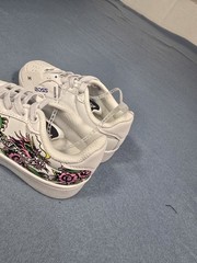 Ed Hardy White Black Graphic Sneaker Girls Unisex Lace Up Size 9 New