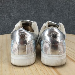 Steve Madden Shoes Junior 1 Jceecee Sneakers Crystal Embellished Silver Lace Up