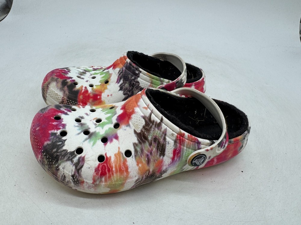 Crocs Classic Lined Clogs Kids Multicolor Rubber Slip-On Straps Round Toe – J3