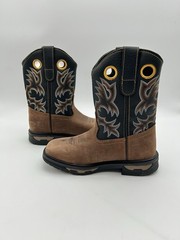 Dan Post Cowboy Buckaroo Square Toe Boots Size Youth 3.5 D Brown Leather Western