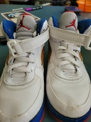Air Jordan 5 Fusion Varsity Red Blue Ribbon 318608-162 Sz 1Y Used