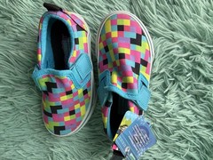 SKECHERS Mega-Craft Kids Slip-On Shoes Multicolor Blue Geometric US 7 EU 23