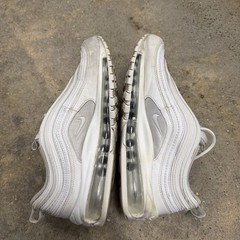 Nike Air Max 97 Triple White Metallic Silver Youth Shoes Sz 7Y (921522-104)