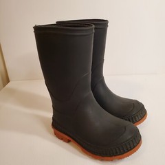 Kids Rubber Waterproof Rain Boots Black, Size US 5-6