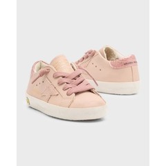 Golden Goose Glitter Superstar Suede Low Top Sneakers Shoes Pink Kids Girls 34 3