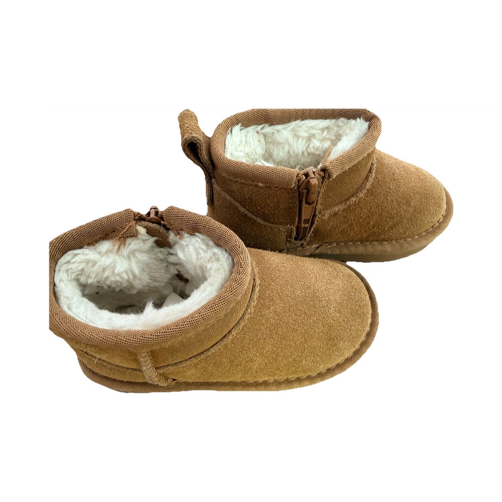 *REDUCED* Project Cloud Julia Kids Tan Suede Faux Fur Lined Zip Ankle Boots US 6