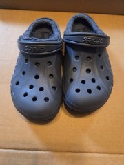 Crocs Navy Lined Clog J2 Dual Comfort Faux Fur Unisex Kids Shoes