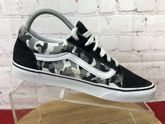 Vans Old Skool Camo Black Gray Canvas Suede Lace-Up Sneakers Youth Size 7