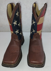 Durango Lil Rebel Boots Kids Size 5 M Brown Faux Leather Flag Western BT245 Used