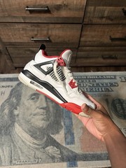 Jordan Air Jordan 4 Retro White Red Black Kids Sneaker 4.5Y NO BOX
