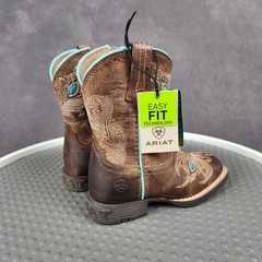 Ariat Bright Eyes II Boots Kids Size 8 Brown Leather Western Square Toe Zip